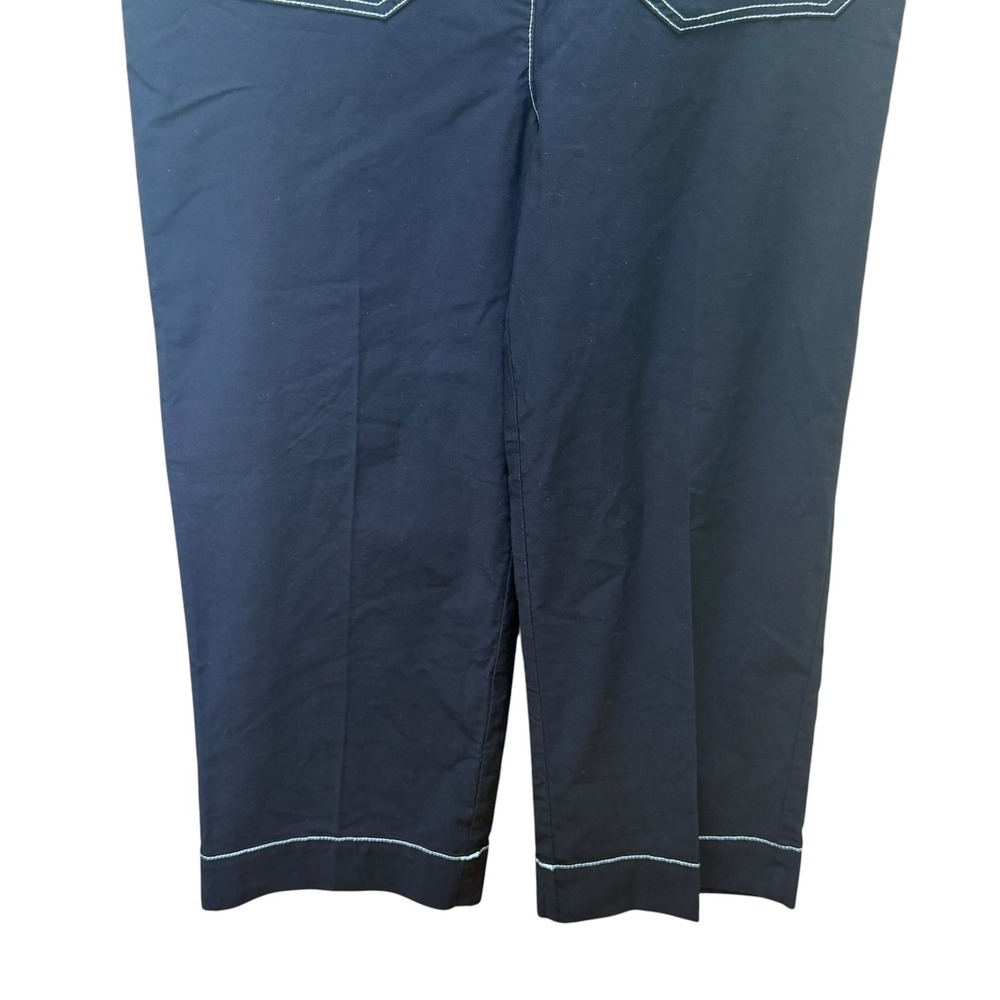 Nicole Miller Pants Womens 4 Black High Rise Straight Leg Contrast Stitch New - Picture 3 of 10